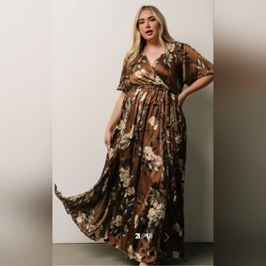 Baltic Born Sicily Satin Maxi Dress in Mocha Floral
